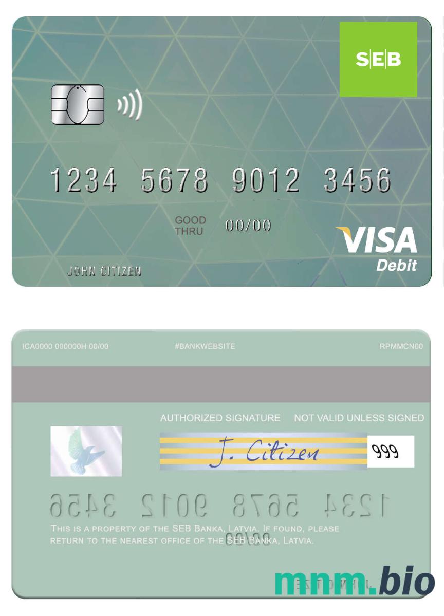 Latvia SEB Bank visa debet karta przykład w formacie PSD